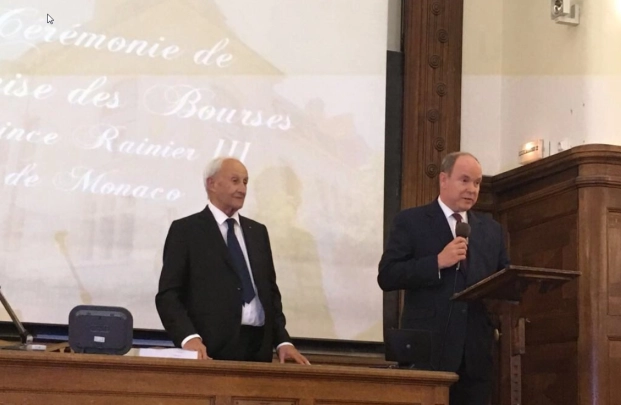 Cérémonie de remise des bourses Prince Rainier III de Monaco par S.A.S. le Prince Albert II à l'Institut de Paléontologie Humaine